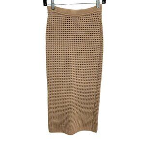Reformation Beige Crochet Pencil Skirt Womens S Organic Cotton Blend